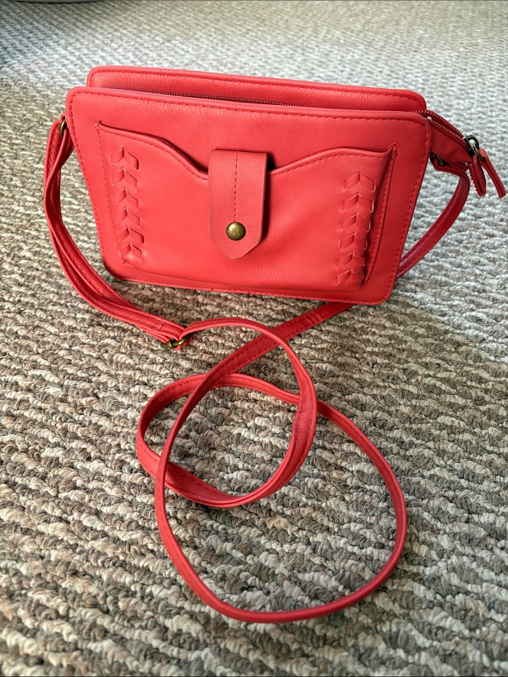 American Eagle by Payless Coral Pink Crossbody Wallet Purse